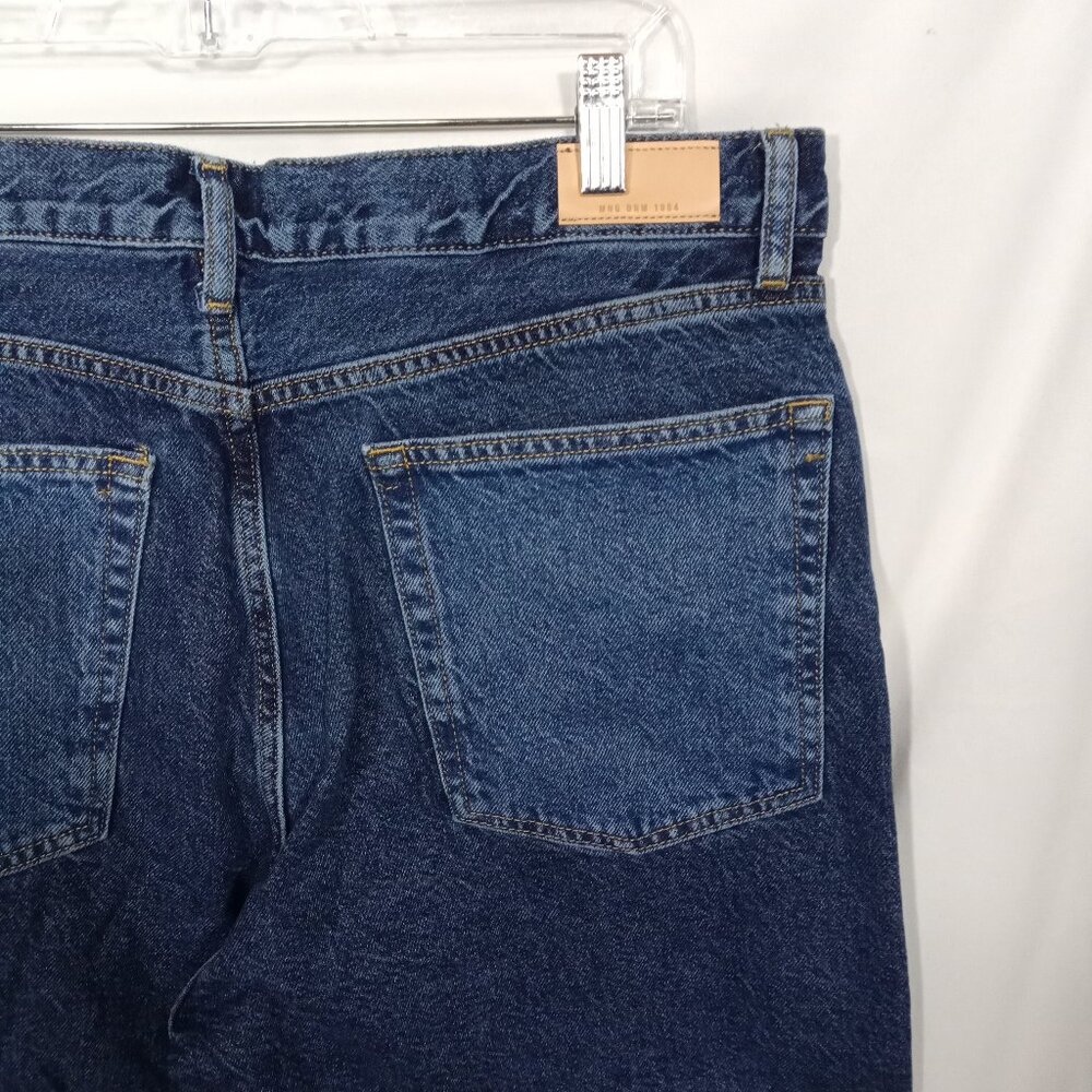 Mango Womens Cropped Jeans Size 14 Cotton Blue High Waist Straight Leg Denim - Picture 3 of 11